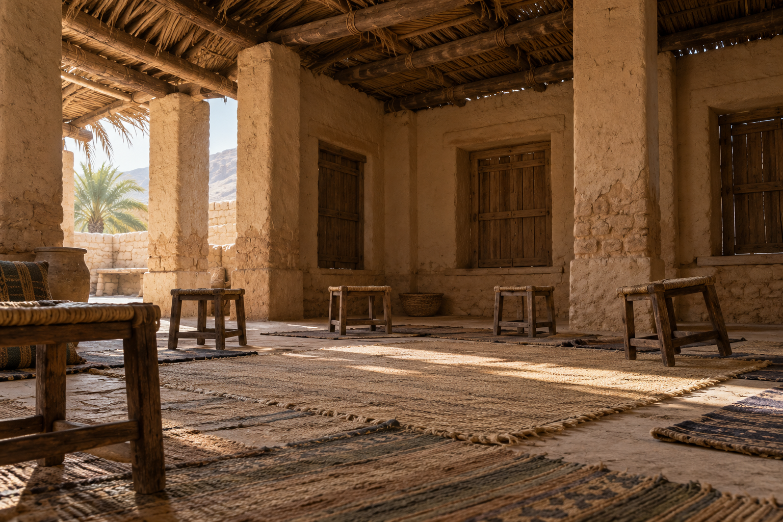 An abandoned meeting place holds scattered empty seats.